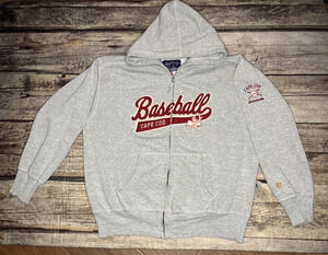 Vintage Cuffy's Cape Cod Baseball Full Zip Hoodie Heavyweight Mens XL Gray